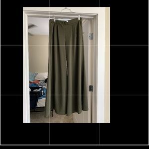 Olive Green High Waisted Flare Pants 1X